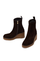 Kadın Kahverengi Faermuarlı Dolgu Topuklu Süet Deri Bot | Derimod