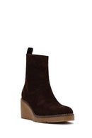 Kadın Kahverengi Faermuarlı Dolgu Topuklu Süet Deri Bot | Derimod