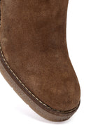 Kadın Bej Fermuarlı Kalın Topuklu Süet Deri Bot | Derimod