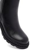 Kadın Siyah Fermuarlı Kalın Topuklu Deri Bot | Derimod