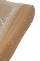 Woman Beige Zippered Thick-Soled Suede Leather Teddy Bot | Derimod