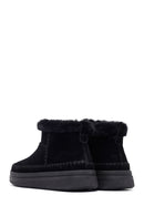 Kadın Siyah Fermuarlı Kalın Tabanlı Süet Deri Teddy Bot | Derimod