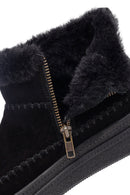 Kadın Siyah Fermuarlı Kalın Tabanlı Süet Deri Teddy Bot | Derimod