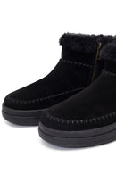 Kadın Siyah Fermuarlı Kalın Tabanlı Süet Deri Teddy Bot | Derimod