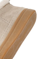 Woman Beige Zippered Thick-Soled Suede Leather Teddy Bot | Derimod