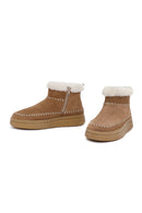 Woman Mink Zippered Thick-Soled Suede Leather Teddy Bot | Derimod