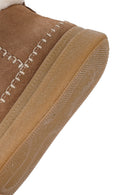 Woman Mink Zippered Thick-Soled Suede Leather Teddy Bot | Derimod