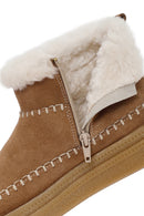 Woman Mink Zippered Thick-Soled Suede Leather Teddy Bot | Derimod