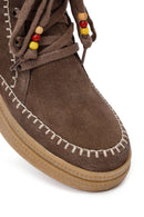 Kadın Kahverengi Bağcıklı Kalın Tabanlı Süet Deri Teddy Bot | Derimod