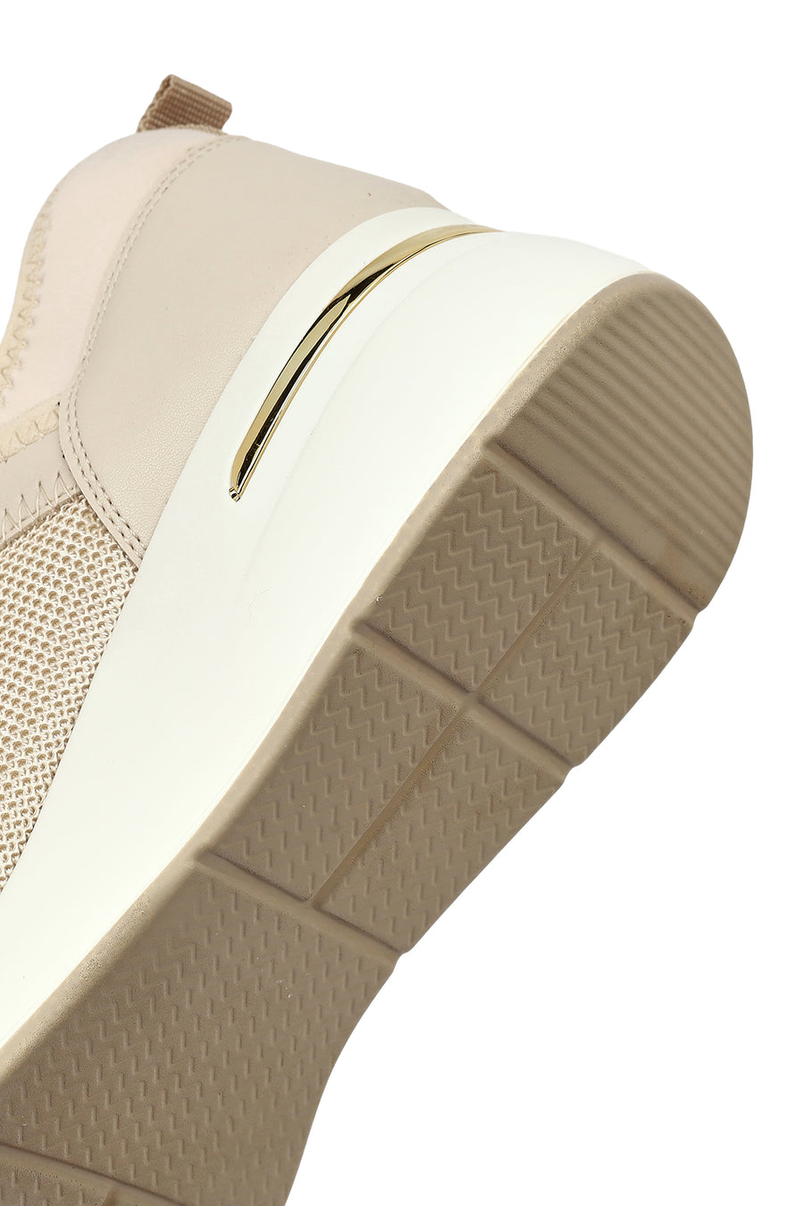 Kadın Bej Bağcıklı Dolgu Topuklu Sneaker