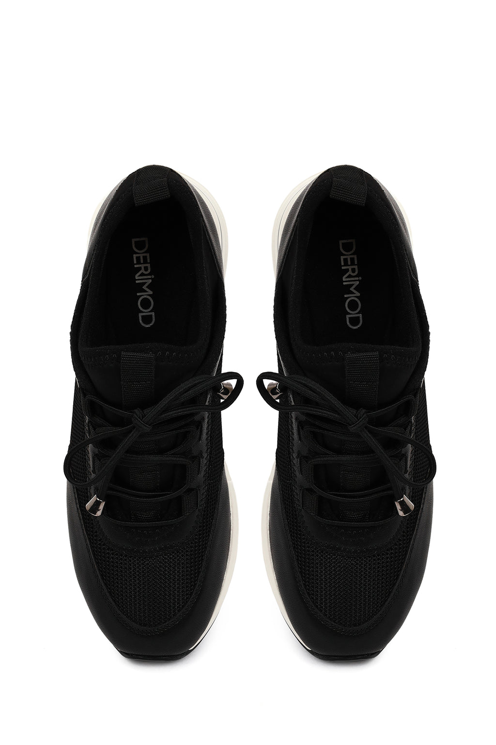 Kadın Siyah Bağcıklı Dolgu Topuklu Sneaker