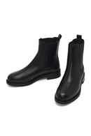 Women's Black Leather Chelsea Boot | Derimod