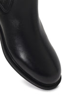 Women's Black Leather Chelsea Boot | Derimod
