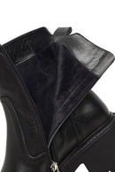 Kadın Siyah Fermuarlı Kalın Tabanlı Deri Bot | Derimod
