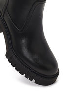 Kadın Siyah Fermuarlı Kalın Tabanlı Deri Bot | Derimod