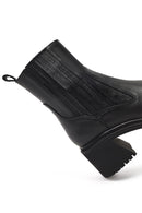 Kadın Siyah Fermuarlı Kalın Topuklu Deri Bot | Derimod