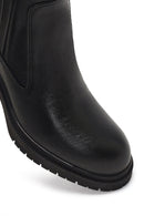 Kadın Siyah Fermuarlı Kalın Topuklu Deri Bot | Derimod