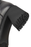 Kadın Siyah Fermuarlı Kalın Topuklu Deri Bot | Derimod