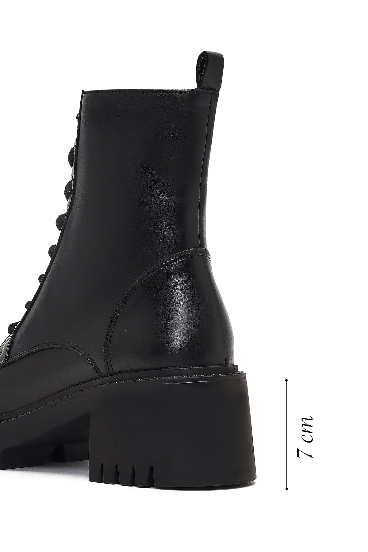 Kadın Siyah Fermuarlı Kalın Topuklu Deri Postal Bot