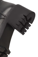 Women's Black Zippered Thick Heeled Leather Ankle Boots | Derimod