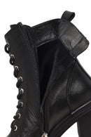 Women's Black Zippered Thick Heeled Leather Ankle Boots | Derimod