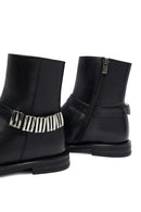 Woman Black Zippered Metal Detail Leather Boat | Derimod