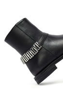 Woman Black Zippered Metal Detail Leather Boat | Derimod