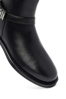 Woman Black Zippered Metal Detail Leather Boat | Derimod