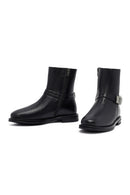 Woman Black Zippered Metal Detail Leather Boat | Derimod