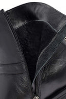 Woman Black Zippered Metal Detail Leather Boat | Derimod