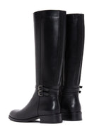 Woman Black Zippered Buckle Detail Leather Boot | Derimod