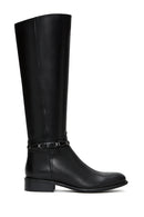 Woman Black Zippered Accessory Detail Leather Boot | Derimod