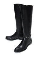 Woman Black Zippered Accessory Detail Leather Boot | Derimod