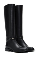 Woman Black Zippered Accessory Detail Leather Boot | Derimod