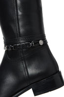 Woman Black Zippered Accessory Detail Leather Boot | Derimod
