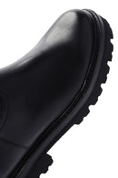 Kadın Siyah Fermuarlı Kalın Tabanlı Deri Çizme | Derimod