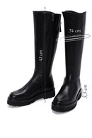 Kadın Siyah Fermuarlı Kalın Tabanlı Deri Çizme | Derimod