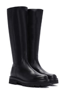 Kadın Siyah Fermuarlı Kalın Tabanlı Deri Çizme | Derimod