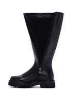 Kadın Siyah Fermuarlı Kalın Tabanlı Deri Çizme | Derimod