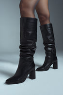 Woman Black Zippered Chunky Heels Leather Boot | Derimod