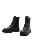 Kadın Siyah Fermuarlı Deri Postal Bot | Derimod