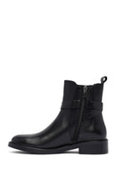 Woman Black Zippered Leather Boat | Derimod