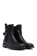 Woman Black Zippered Leather Boat | Derimod