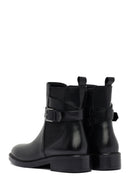 Woman Black Zippered Leather Boat | Derimod