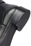 Woman Black Zippered Leather Boat | Derimod