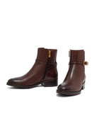 Kadın Kahverengi Fermuarlı Deri Bot | Derimod