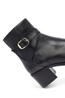 Woman Black Zippered Chunky Heels Leather Boat | Derimod