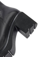 Women's Black Zippered Thick Heeled Leather Boot | Derimod