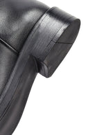 Woman Black Zippered Leather Boot | Derimod