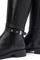 Woman Black Zippered Leather Boot | Derimod